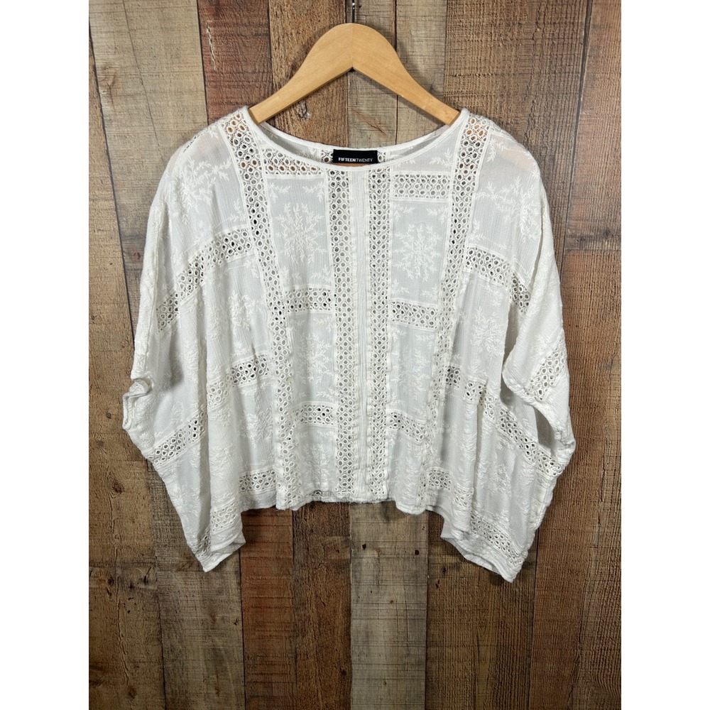 Fifteen Twenty White Crochet Lace Boxy Blouse